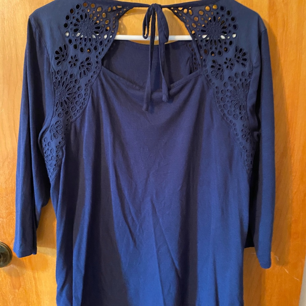 J.Jill Navy Tee with cutout in back